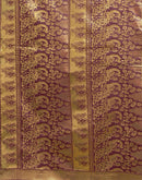 Wine Silk Woven Kanjivaram Saree