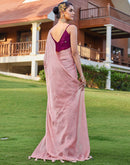 Peach Pink Georgette Foil Printed Saree