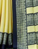 Yellow Chinnon Printed Saree