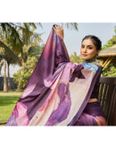 Wine Satin Printed Saree