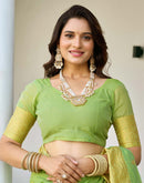 Light Green Chanderi Woven Saree