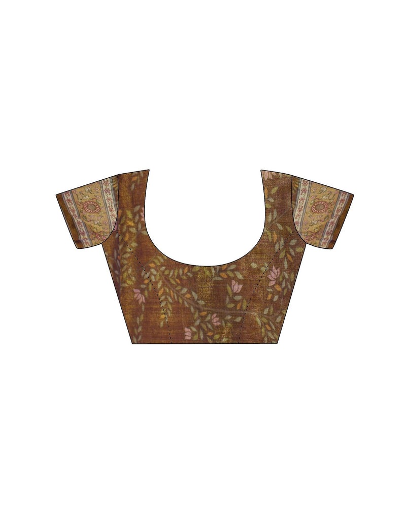 Beige Linen Printed Saree