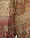 Beige Linen Floral Printed Saree