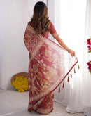 Dusty Wine Linen Kalamkari Saree