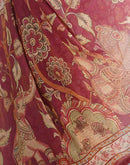 Dusty Wine Linen Kalamkari Saree