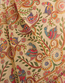 Beige Linen Floral Printed Saree