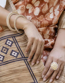 Brown Cotton Blend Printed Saree