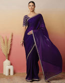 Purple Tissue Silk Sequence Lace Saree