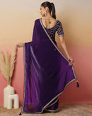 Purple Tissue Silk Sequence Lace Saree