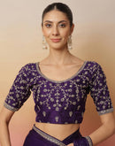 Purple Tissue Silk Sequence Lace Saree