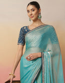 Light Blue Tissue Silk Sequence Lace Saree