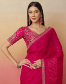 Dark Pink Tissue Silk Sequence Lace Saree