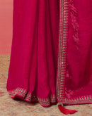 Dark Pink Tissue Silk Sequence Lace Saree