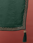 Dark Green Tissue Silk Sequence Lace Saree