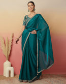 Teal Green Shimmer Sequence Lace Saree