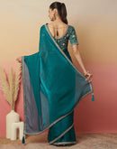 Teal Green Shimmer Sequence Lace Saree