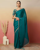 Teal Green Shimmer Sequence Lace Saree