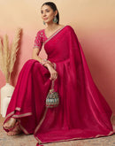 Rani Pink Shimmer Sequence Lace Saree