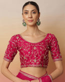 Rani Pink Shimmer Sequence Lace Saree
