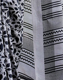 Grey Cotton Blend Printed Saree