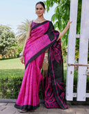 Rani Pink Cotton Printed Saree