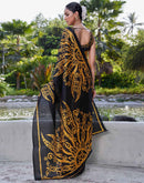 Yellow Cotton Printed Saree