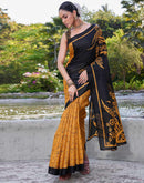 Yellow Cotton Printed Saree