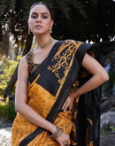 Yellow Cotton Printed Saree