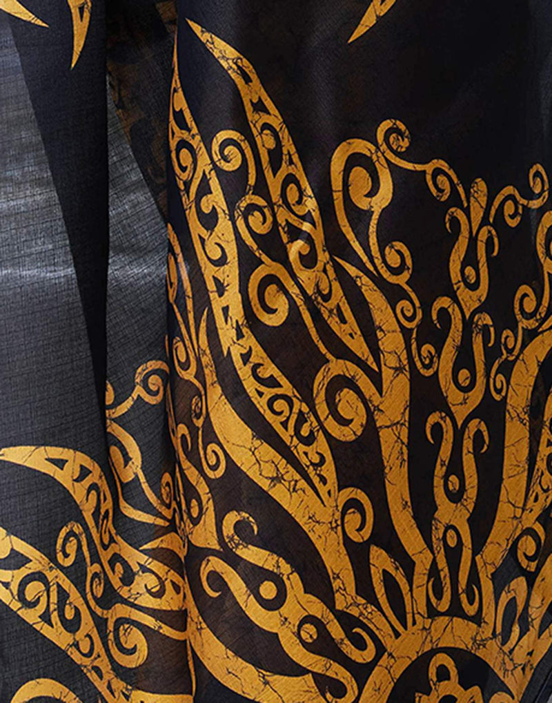 Yellow Cotton Printed Saree