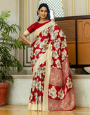 Red Cotton Floral Printed Saree