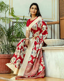 Red Cotton Floral Printed Saree