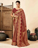 Maroon Silk Woven Banarasi Saree