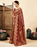 Maroon Silk Woven Banarasi Saree