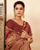 Maroon Silk Woven Banarasi Saree