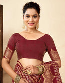 Maroon Silk Woven Banarasi Saree