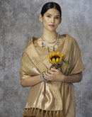Beige Silk Woven Saree