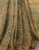 Light Beige Linen Floral Printed Saree