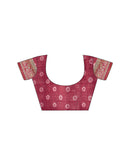 Dark Pink Linen Printed Saree