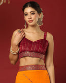 Orange Georgette Stone Work Swarovski Saree