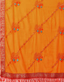 Orange Georgette Stone Work Swarovski Saree