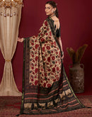 Black Pure Cotton Floral Printed Saree
