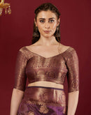 Wine Organza Woven Banarasi Saree