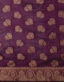 Wine Organza Woven Banarasi Saree