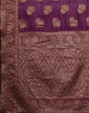 Wine Organza Woven Banarasi Saree