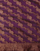 Wine Organza Woven Banarasi Saree