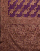 Wine Organza Woven Banarasi Saree