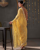 Yellow Organza Sequence Embroidery Saree