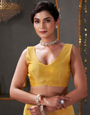 Yellow Organza Sequence Embroidery Saree