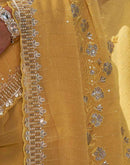 Yellow Organza Sequence Embroidery Saree