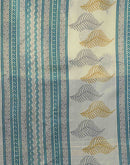 Off White Cotton Blend Printed Saree